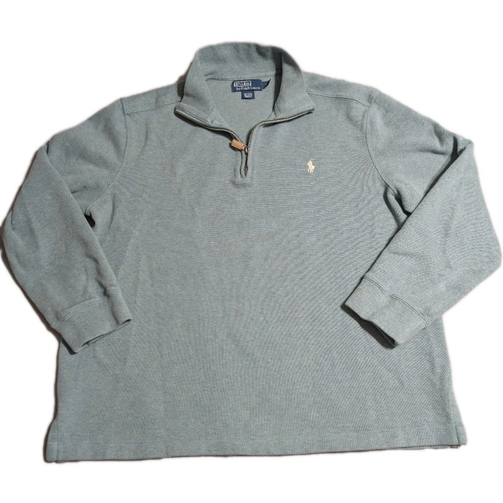 Polo‎ Ralph Lauren Quarter Zip Sweater Men's XL Blue Pullover Pony Logo Cotton